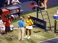 Serena William in post game, on the court interview. 19 August 2009.