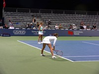 Benesova and Zahlavova in doubles on Grandstand Court.
