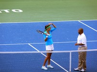 Julia Georges ready for coin-toss.