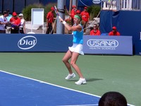 Petra Kvitova playing forehand in Toronto Rogers Cup 2011.