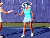 Sania Mirza of India in doubles match