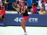 Sharon Fichman playing doubles with Marie-Eve Pelletier