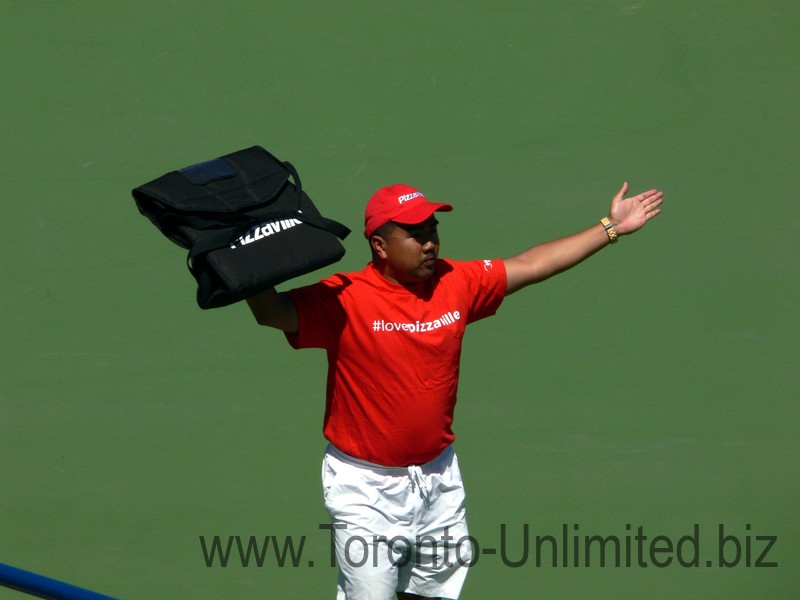 #lovepizzaville promotion on the Stadium Court August 10, 2014 Rogers Cup Toronto