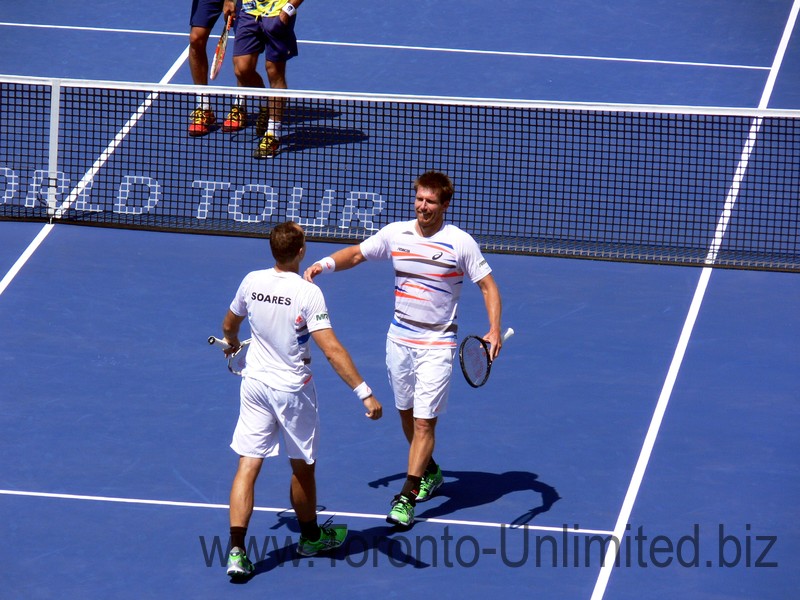 Alexander Peya (AUT) and Bruno Soares (BRA) have just won the Doubles Final, August 10, 2014 Rogers Cup Toronto