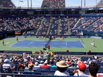 Ivan Dogic (CRO), Marcelo Melo (BRA) on the left and Alexander Peya (AUT), Bruno Soares (BRA) on the right on the Stadium Court. Doubles final August 10, 2014 Rogers Cup Toronto  
