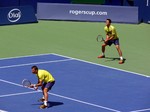 Ivan Dogic and Marcelo Melo on receiving end. Doubles final August 10, 2014 Rogers Cup