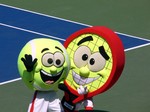 Ball and the tennis racquet costume to entertain the spectators August 10, 2014 Rogers Cup Toronto