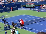 Jo-Wilfried Tsonga with French flag, coming to the Stadium Court to play the final, August 10, 2014 Rogers Cup Toronto 