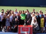 Jo-Wilfried Tsonga and Tennis Canada all staff during closing ceremony August 10, 2014 Rogers Cup Toronto 