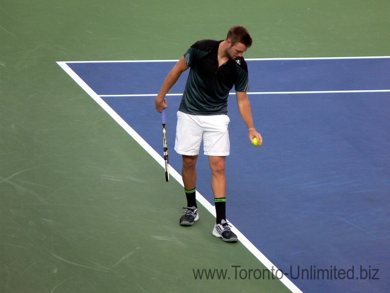 Jack Sock (USA) on Stadium Court playing Milos Raonic (Canada) August 6, 2014 Toronto Rogers Cup
