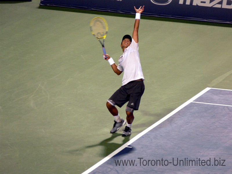 Yen-Hsun LU (TPE) serving to Tomas Berdych (CZE) on Stadium Court August 6, 2014 Rogers Cup Toronto