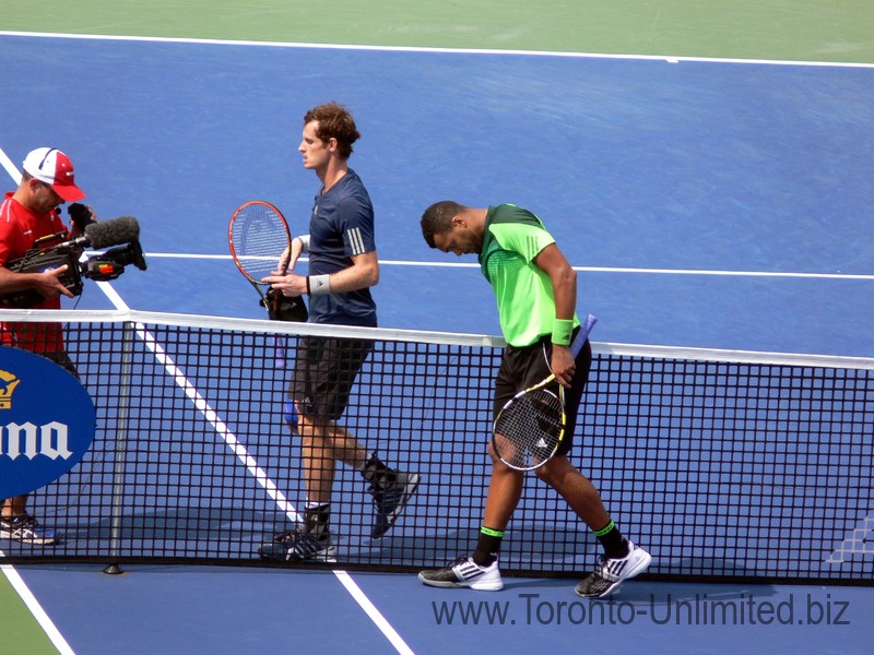 Tsonga and Murray walking off the court after quarter final match August 8, 2014 Rogers Cup Toronto