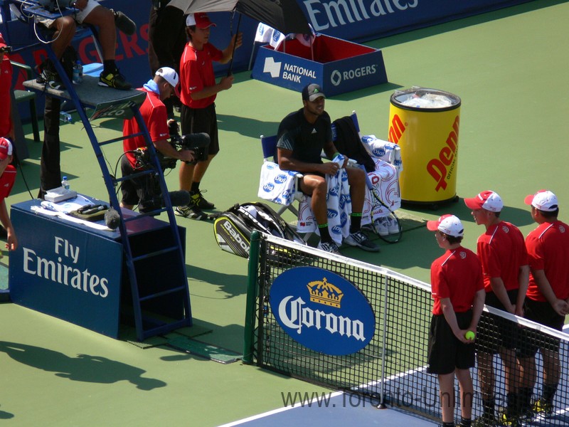 Jo-Wilfried Tsonga on the break. Stadium Court August 9, 2014 Rogers Cup Toronto 