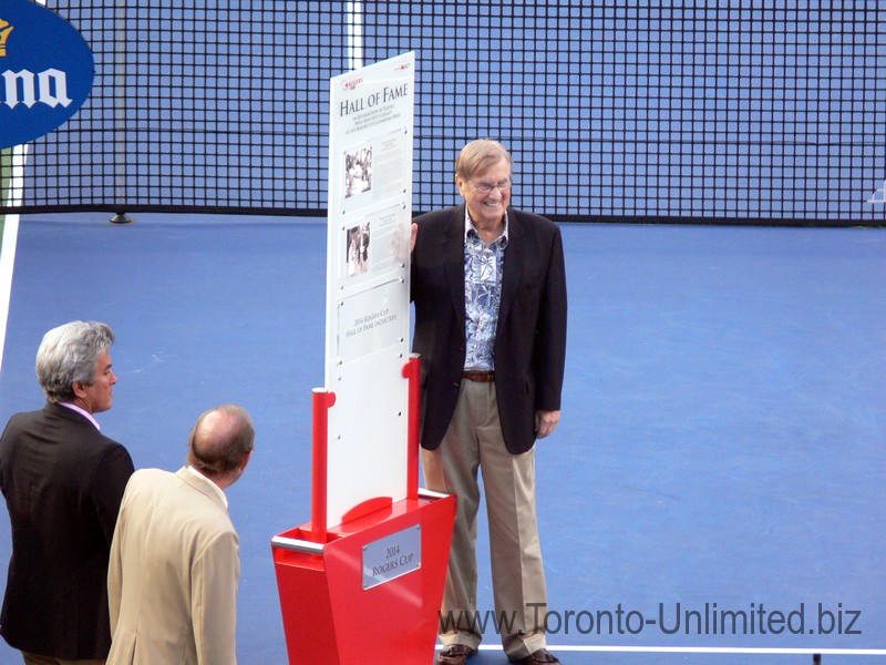 Don Goodwin, past MC has been inducted to Rogers Cup Hall of Fame August 9, 2013 Rogers Cup Toronto. Karl Hale and John Beddington on the photo