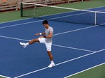 Novak Djokovic with his routine on the practice court August 7, 2014 Rogers Cup Toronto