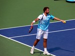 Stan Wawrinka serving on Stadium Court August 7, 2014 Rogers Cup Toronto