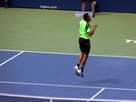 Jo-Wilfried Tsonga is jumping with excitement with the win over Novak Djokovic August 7, 2014 Rogers Cup Toronto   