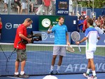 Grigor Dimitrov just won over Tommy Robredo (ESP) and is about to shake hands, August 7, 2014 Rogers Cup Toronto