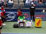 Jo-Wilfried Tsonga during changeover on Stadium Court August 8, 2014 Rogers Cup Toronto