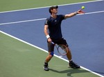 Andy Murray serving to Jo-Wilfried Tsonga on Stadium Court August 8, 2014 Rogers Cup Toronto