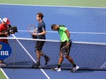 Tsonga and Murray walking off the court after quarter final match August 8, 2014 Rogers Cup Toronto