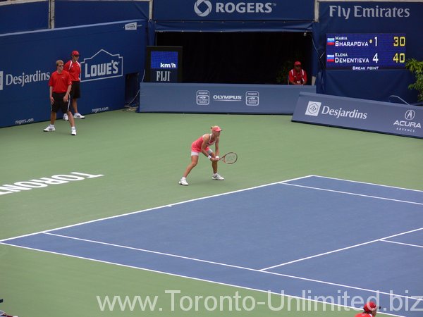 Dementieva returning serve.