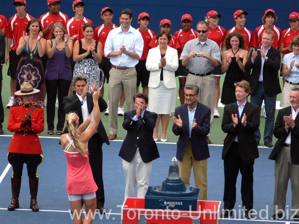 Champion Dementieva being cheered up!