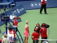 Post game interview with Dementieva.