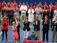 Champion Dementieva being cheered up!