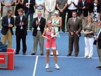 Champion Dementieva speeks.