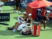 Tennis game break Stosur and Stubbs.