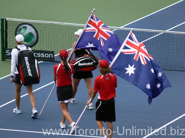 Rogers Cup 2009 Double Final. Australian team coming to the Centre Court.