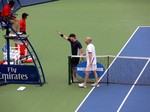 exhibition game of Jim Courier and Andre Agassi is over
