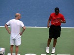 Andre Agassi engaged ball person in his game and entertainment.