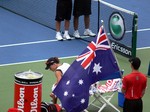 Samantha Stosur with Australian flag.
