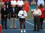 Serena Williams talking to the audience