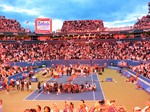 Brightness on Centre Court from the fireworks above the court. Closing ceremony, August 12, 2012 Rogers Cup. 