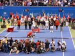 Novak Djokovic with his Trophy during Championship closing ceremony. August 12, 2012 Rogers Cup.