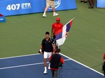 Novak Djokovis is coming to Centre Court for Championship final match. August 12, 2012 Rogers Cup in Toronto. 