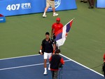 Novak Djokovis is coming to Centre Court for Championship final match. August 12, 2012 Rogers Cup in Toronto.