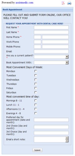 Coxwell Dental Care Appointment Request Form Online