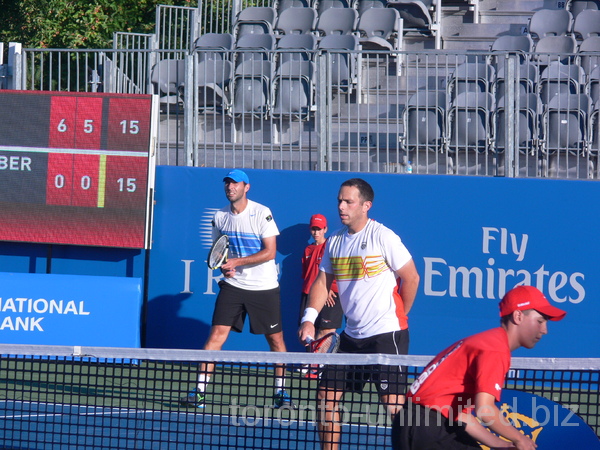 S. Gonzales and S. Lipsky on Grandstand Court in doubles match Rogers Cup 2012, August 6.