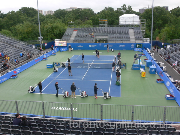 Drying up the Grandstand Court, August 11, 2012 Rogers Cup. 