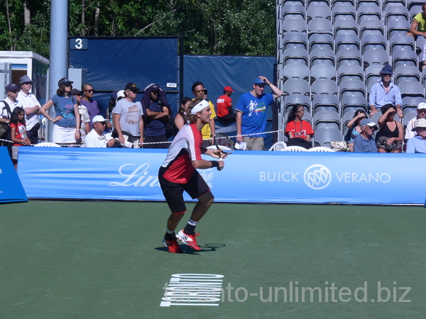 Lukas Lacko of Slovakia on Grandstand Court playing Pablo Andujar of Spain. August 6, 2012 Rogers Cup.