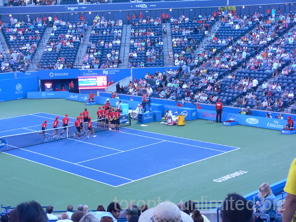 Centre Court with Vasek Pospisil and Andreas Seppi during changeover, August 6, 2012.