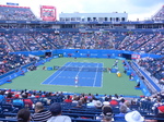 Novak Djokovic on Centre Court with Sam Querrey (USA) August 10, 2012 Rogers Cup. 