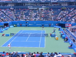 Quick rally between Djokovic and Querrey on Central Court, August 12, 2012.