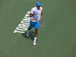 Tsonga running over Centre Court in match with Jeremy Chardy, August 8, 2012 Rogers Cup.
