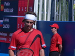 Lukas Lacko in deep concentration on his game, August 6, 2012 Rogers Cup.