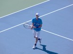 Peter Polansky, Canadian tennis player on Centre Court in match with Matthew Ebden of Australia, August 6, 2012 Rogers Cup.